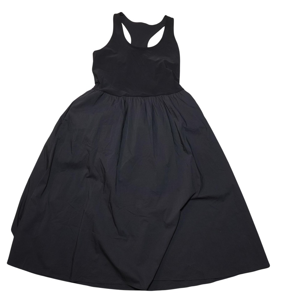Sweaty Betty Dress Womens 12 Black Racerback Tank Fit & Flare Midi Athletic